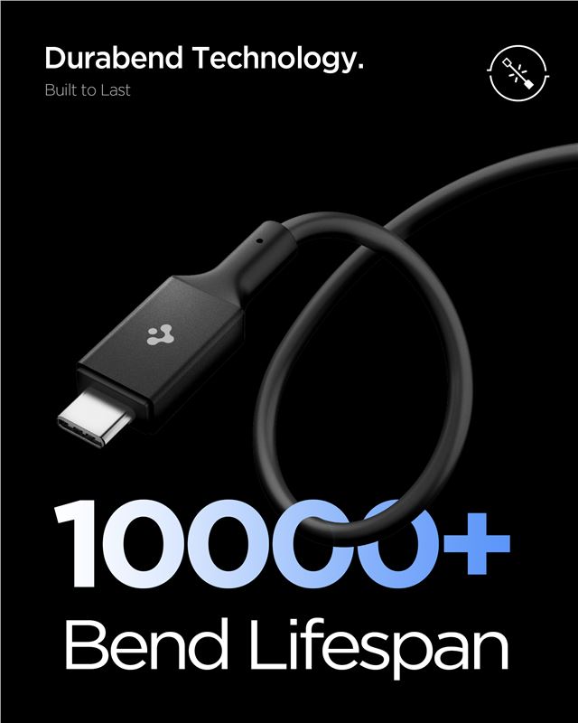 Cablu Spigen Essential USB C la USB C 100W, 2m, negru (iPhone 17 Pro Max, ACA09460) by www.silkase.ro